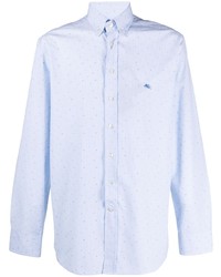 Chemise à manches longues brodée bleu clair Etro