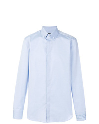 Chemise à manches longues brodée bleu clair Gucci