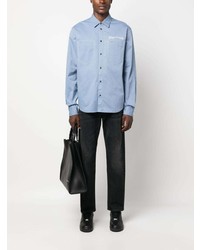 Chemise à manches longues brodée bleu clair DSQUARED2