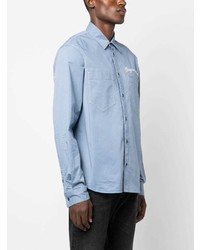 Chemise à manches longues brodée bleu clair DSQUARED2