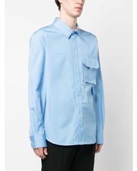 Chemise à manches longues brodée bleu clair Helmut Lang