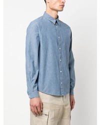 Chemise à manches longues brodée bleu clair A.P.C.