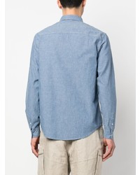 Chemise à manches longues brodée bleu clair A.P.C.