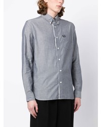 Chemise à manches longues brodée bleu clair Fred Perry