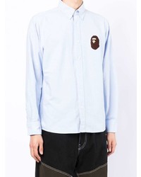 Chemise à manches longues brodée bleu clair A Bathing Ape