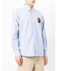 Chemise à manches longues brodée bleu clair A Bathing Ape