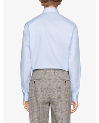 Chemise à manches longues brodée bleu clair Gucci