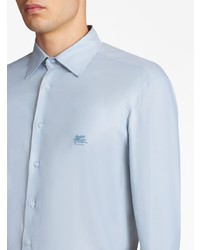Chemise à manches longues brodée bleu clair Etro