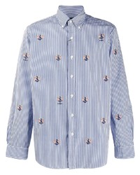 Chemise à manches longues brodée bleu clair Polo Ralph Lauren