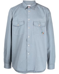 Chemise à manches longues brodée bleu clair PS Paul Smith