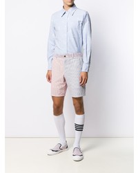 Chemise à manches longues brodée bleu clair Thom Browne