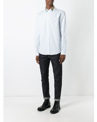 Chemise à manches longues brodée bleu clair Gucci