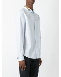 Chemise à manches longues brodée bleu clair Gucci