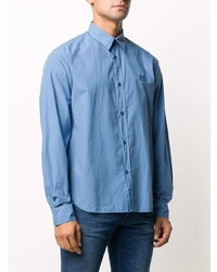 Chemise à manches longues brodée bleu clair Kenzo