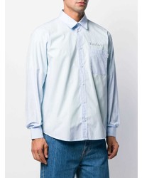 Chemise à manches longues brodée bleu clair MSGM