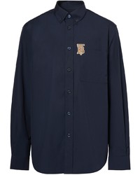 Chemise à manches longues brodée bleu marine Burberry