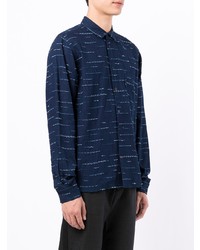 Chemise à manches longues brodée bleu marine YMC