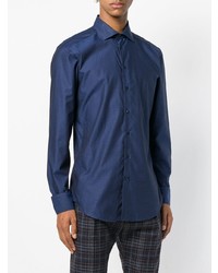 Chemise à manches longues brodée bleu marine Etro