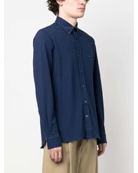 Chemise à manches longues brodée bleu marine Tommy Hilfiger