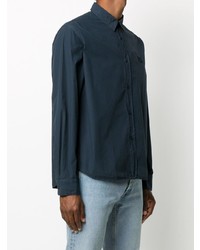 Chemise à manches longues brodée bleu marine Kenzo