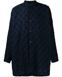 Chemise à manches longues brodée bleu marine Issey Miyake