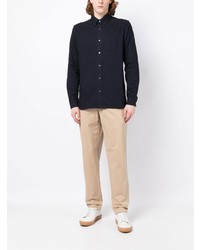 Chemise à manches longues brodée bleu marine Fred Perry