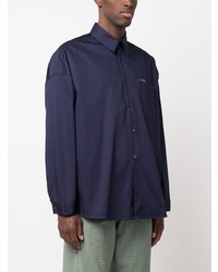 Chemise à manches longues brodée bleu marine Marni