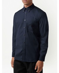 Chemise à manches longues brodée bleu marine Burberry