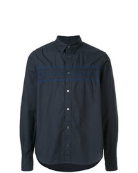 Chemise à manches longues brodée bleu marine Sacai