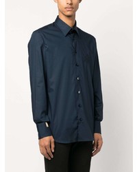 Chemise à manches longues brodée bleu marine Billionaire