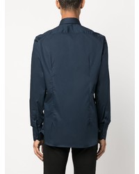 Chemise à manches longues brodée bleu marine Billionaire