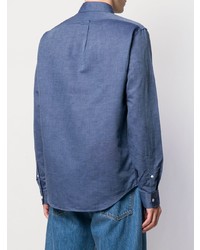 Chemise à manches longues brodée bleue Kenzo
