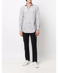 Chemise à manches longues brodée grise Emporio Armani