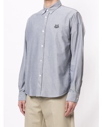 Chemise à manches longues brodée grise Kenzo