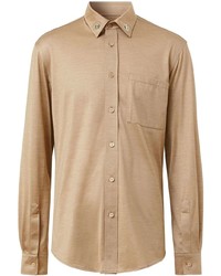 Chemise à manches longues brodée marron clair Burberry