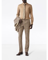 Chemise à manches longues brodée marron clair Burberry