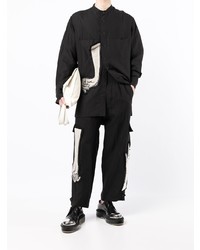 Chemise à manches longues brodée noire et blanche Yohji Yamamoto