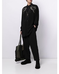 Chemise à manches longues brodée noire et blanche Yohji Yamamoto
