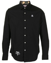 Chemise à manches longues brodée noire AAPE BY A BATHING APE