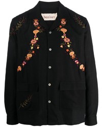 Chemise à manches longues brodée noire Baziszt