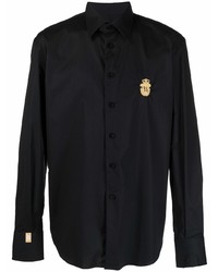 Chemise à manches longues brodée noire Billionaire