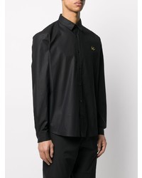 Chemise à manches longues brodée noire McQ Swallow