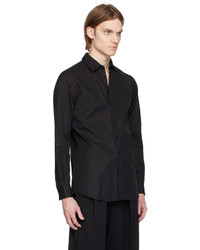 Chemise à manches longues brodée noire Moschino