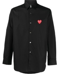 Chemise à manches longues brodée noire Comme Des Garcons Play