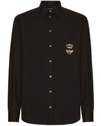 Chemise à manches longues brodée noire Dolce & Gabbana