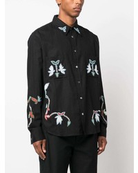 Chemise à manches longues brodée noire Baziszt