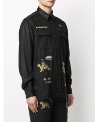 Chemise à manches longues brodée noire Maharishi