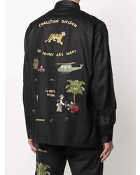 Chemise à manches longues brodée noire Maharishi