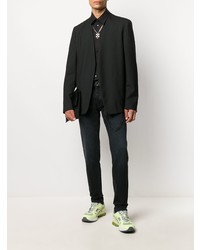 Chemise à manches longues brodée noire MSGM