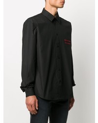 Chemise à manches longues brodée noire MSGM